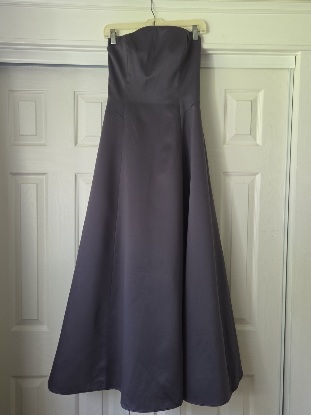 ABS by Allen Schwartz Charcoal Gray Strapless Satin A-Line Formal Gown Size 6